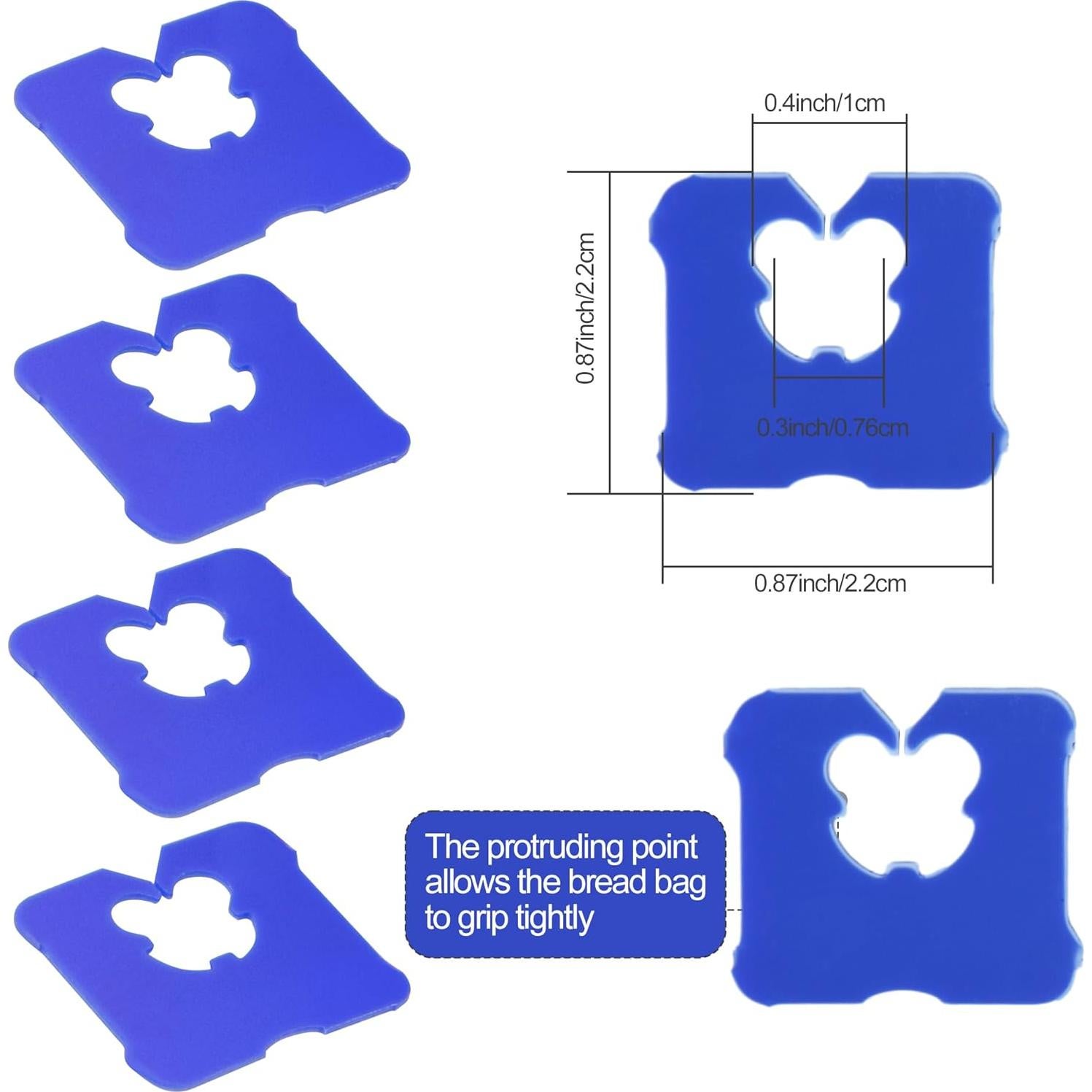 100 Clips de Plástico Reutilizables Sarini para Pan Azul