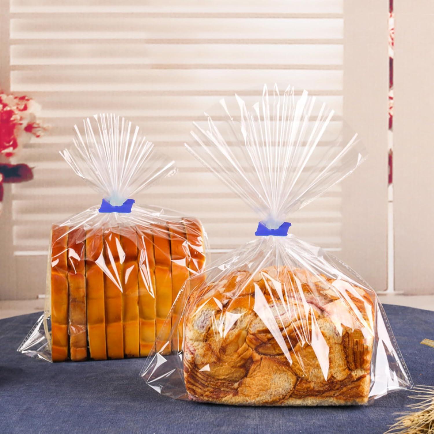 100 Clips de Plástico Reutilizables Sarini para Pan Azul