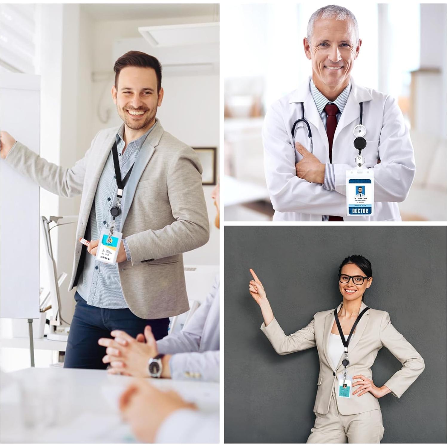 Paquete de 3 Lanyards BESARME con Clip Retráctil y Fundas