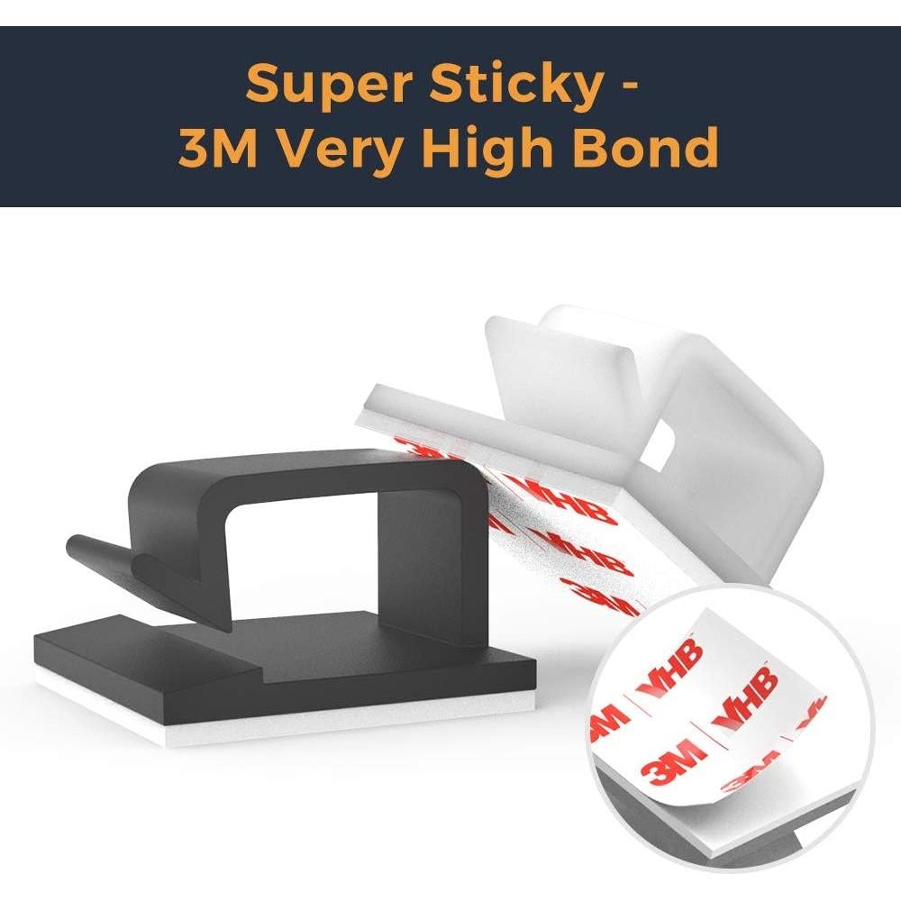 Clip Organizador de Cables XIAOXI - 40 Pcs Negro, Adhesivo 3M