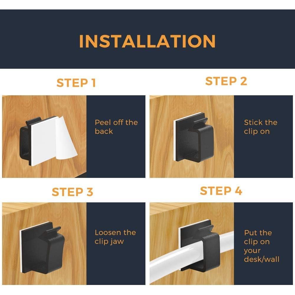 Clip Organizador de Cables XIAOXI - 40 Pcs Negro, Adhesivo 3M