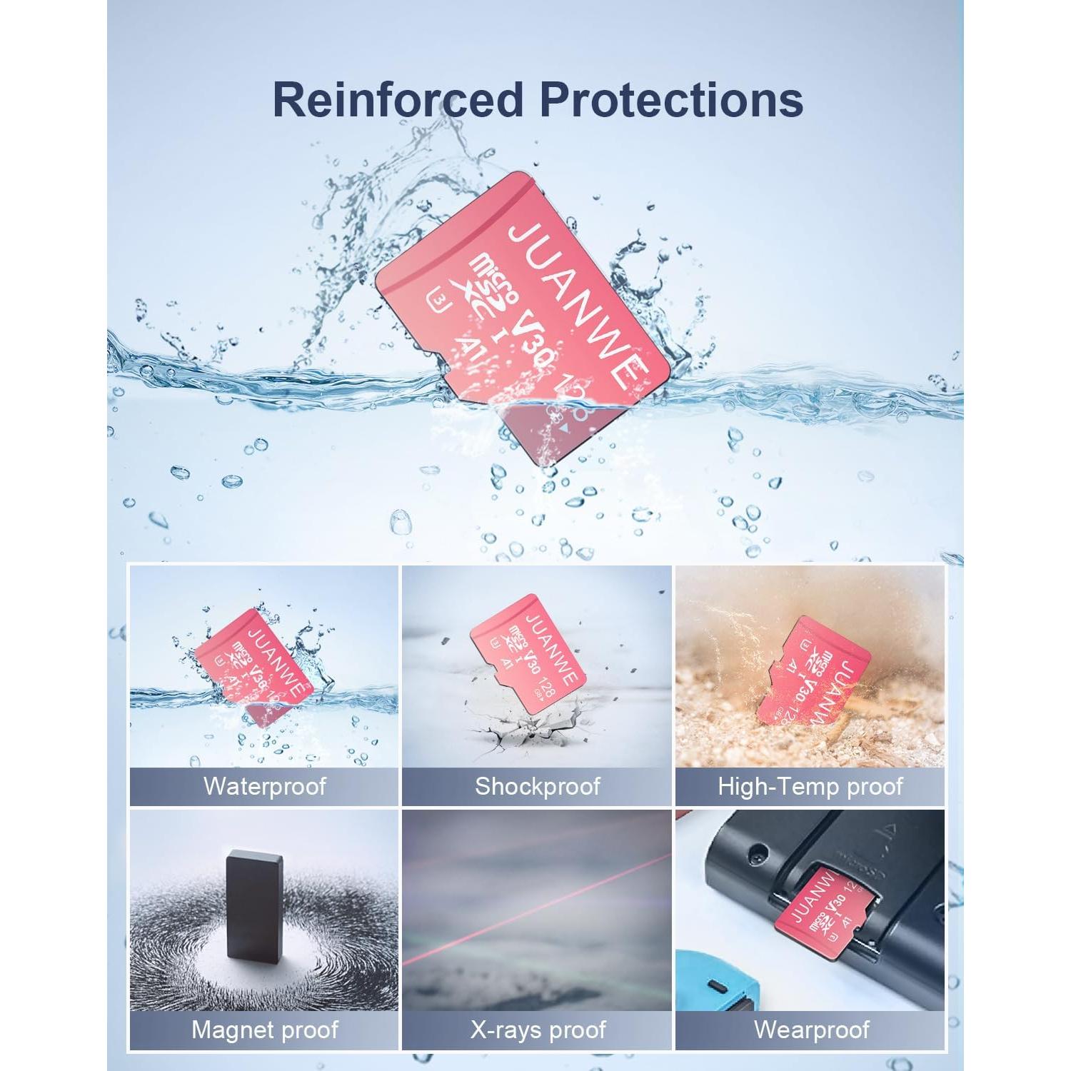 Tarjeta Micro SD 128GB JUANWE U3 V30 A1 Paquete de 2