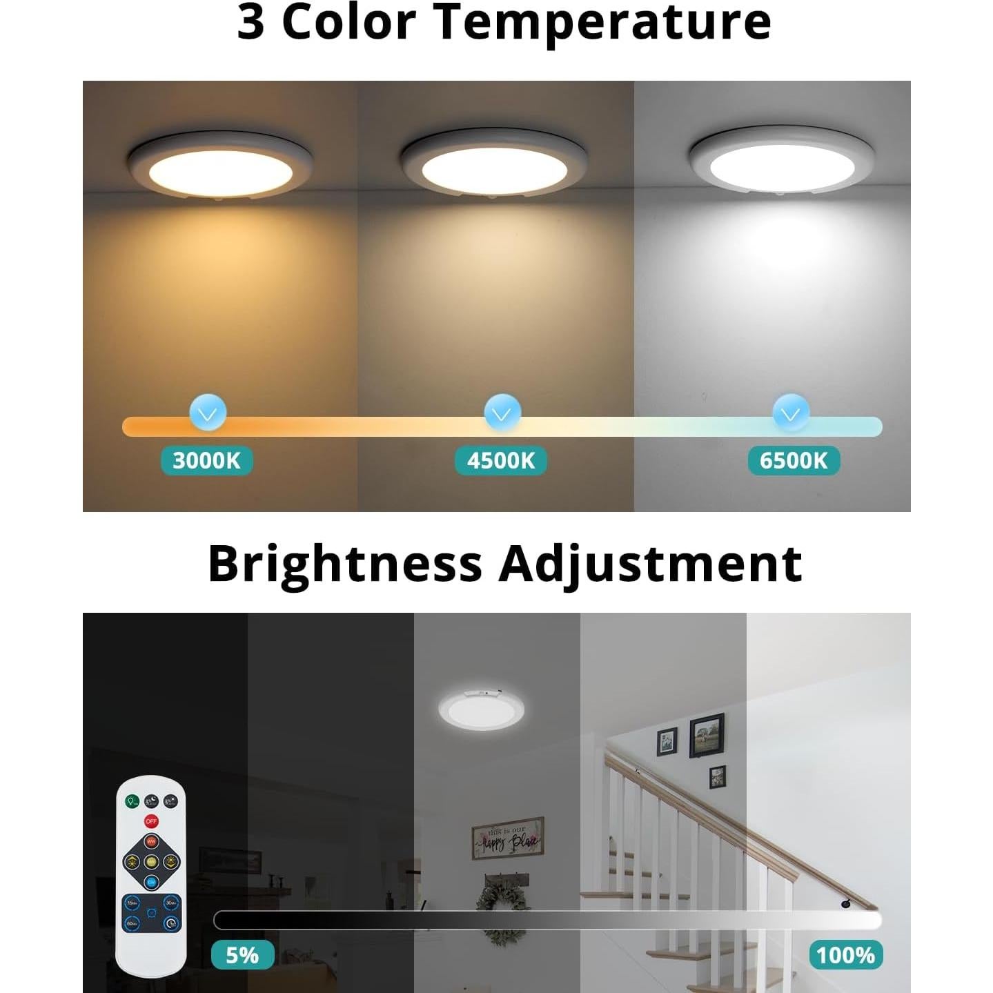 Luz de Techo Inalámbrica Wowatt 19.05cm con Sensor de Movimiento