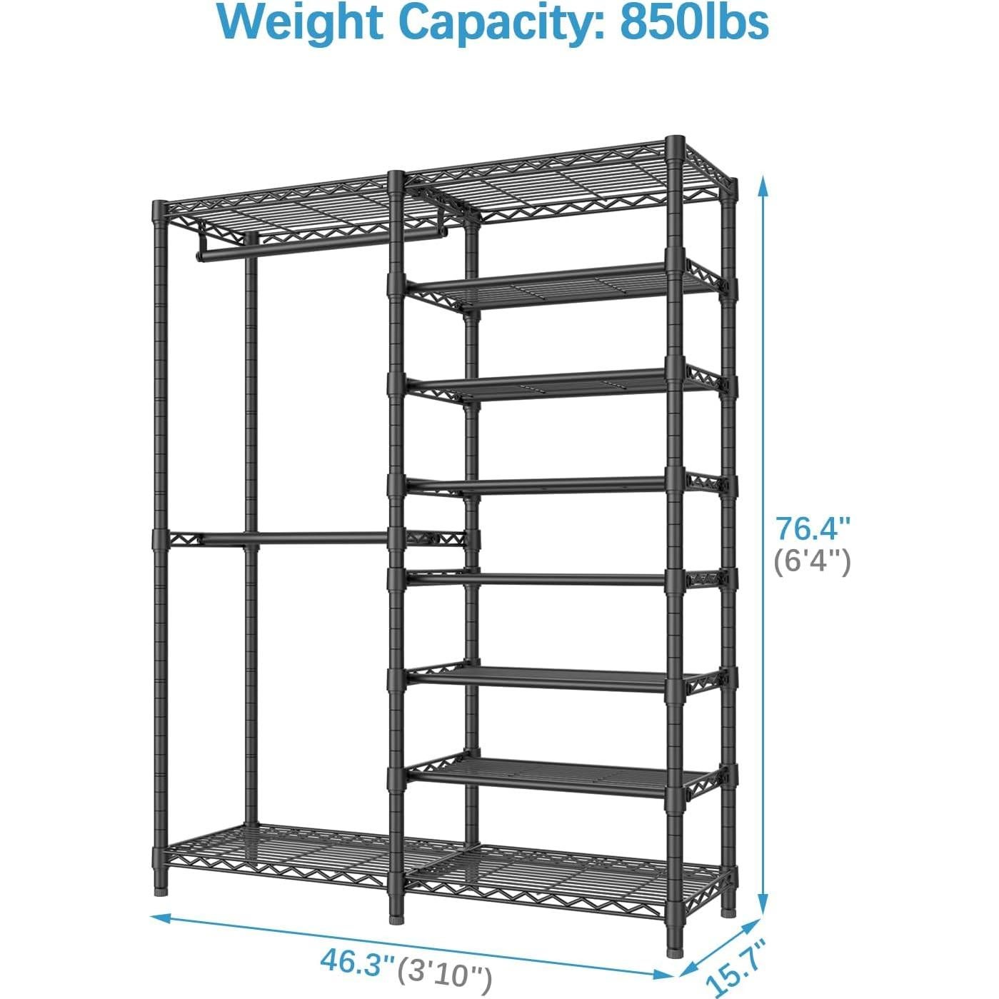 Perchero de Ropa VIPEK S2 Negro con Estantes para Zapatos