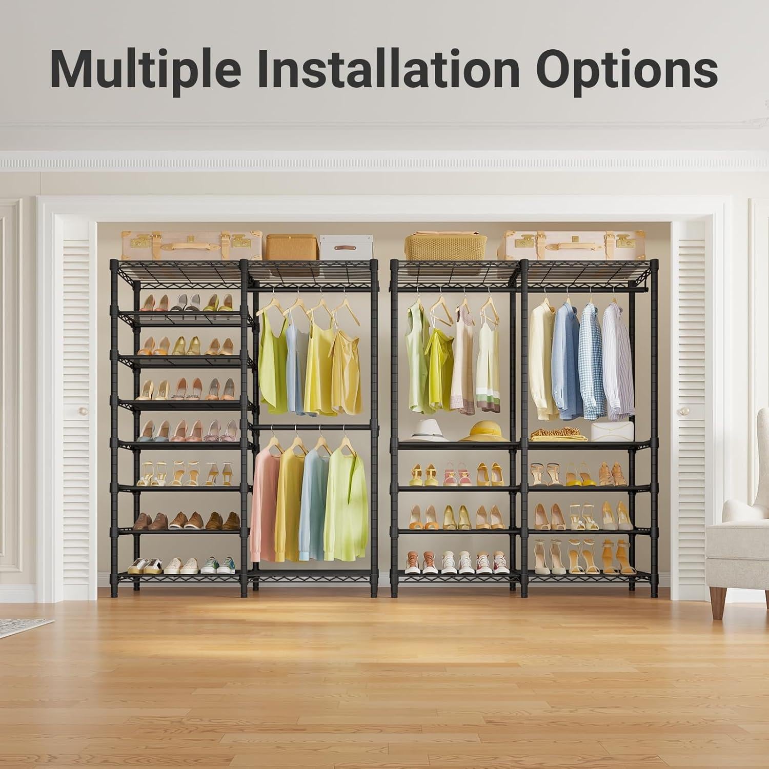 Perchero de Ropa VIPEK S2 Negro con Estantes para Zapatos