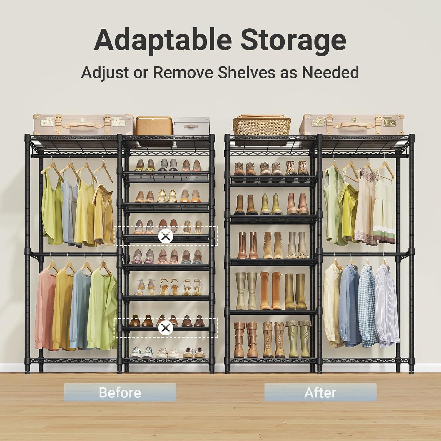 Perchero de Ropa VIPEK S2 Negro con Estantes para Zapatos