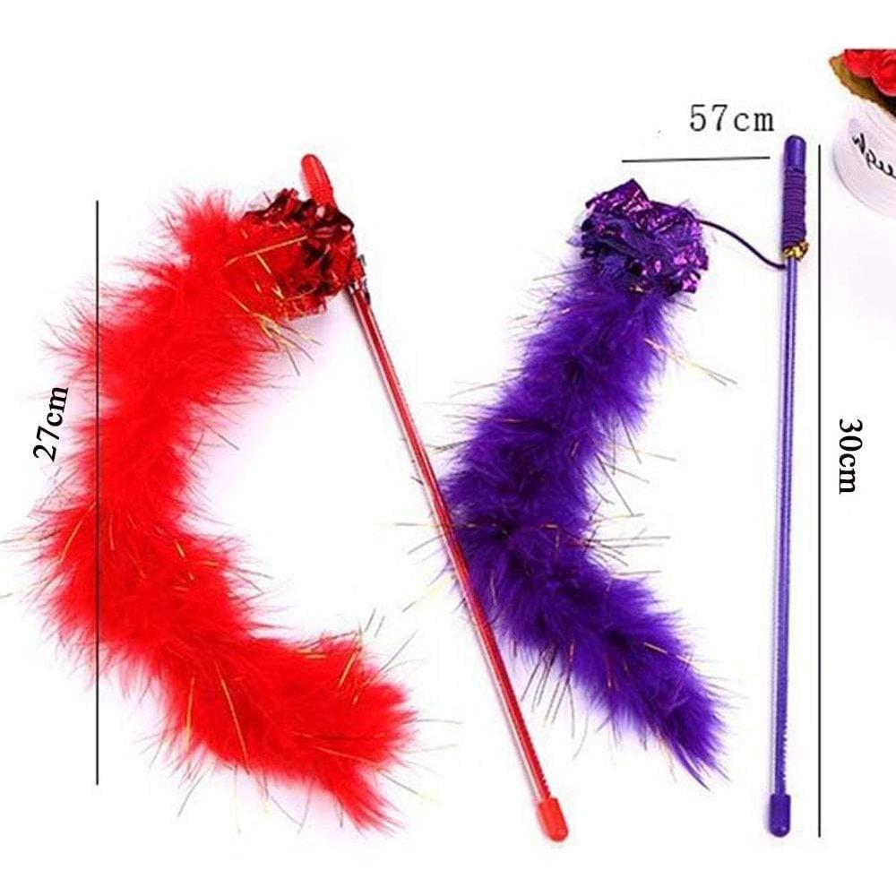 Juguete Interactivo para Gatos Baolaili - Varita con Plumas Morada