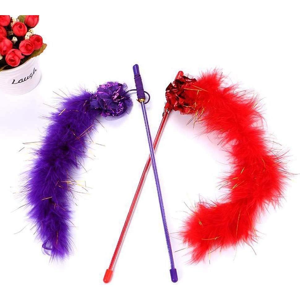 Juguete Interactivo para Gatos Baolaili - Varita con Plumas Morada