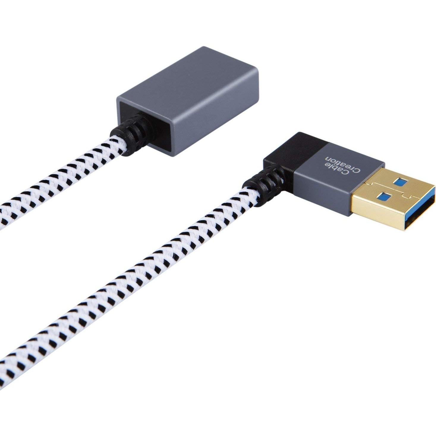 Cable de Extensión USB 3.0 Corto 0.3M CableCreation Ángulo Izquierdo