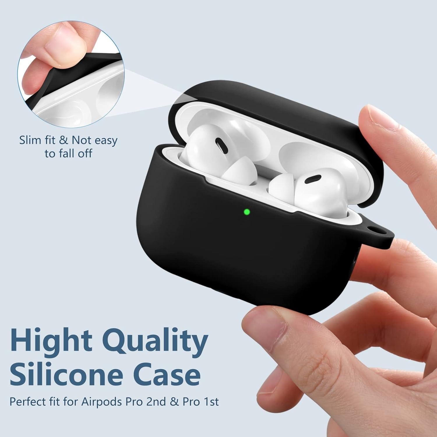 Funda de Silicona Lerobo para AirPods Pro 2/1 - Negro