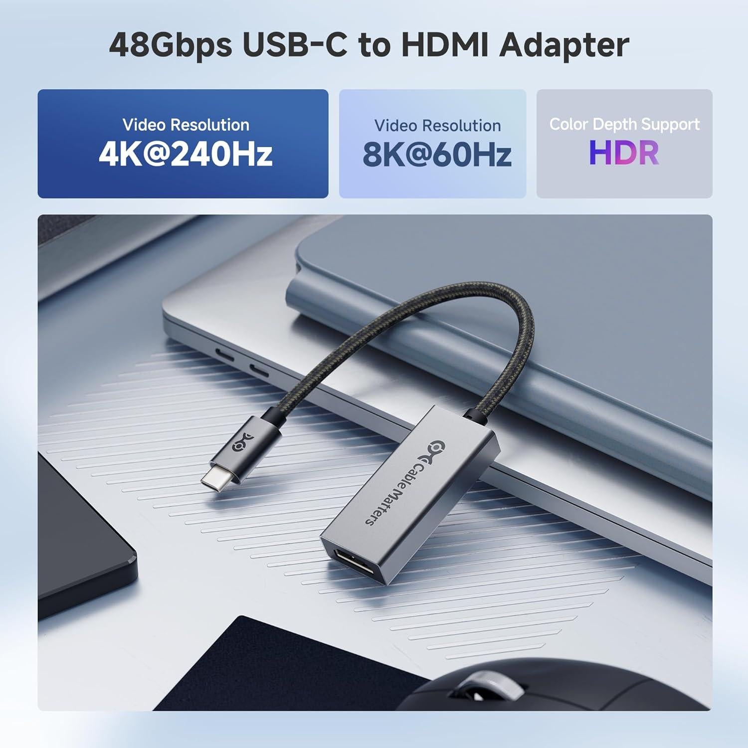 Adaptador USB-C a HDMI 2.1 Cable Matters 8K 60Hz 48Gbps