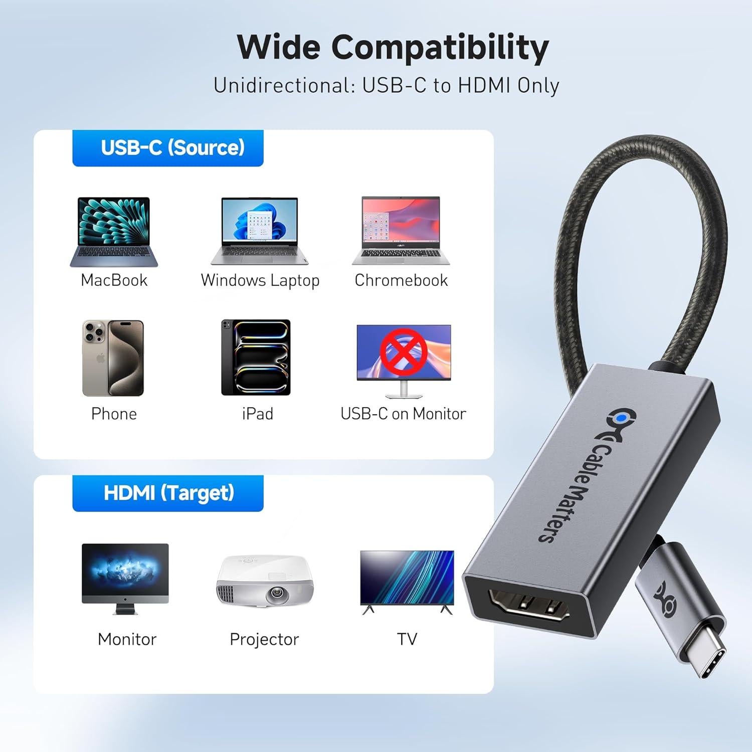 Adaptador USB-C a HDMI 2.1 Cable Matters 8K 60Hz 48Gbps