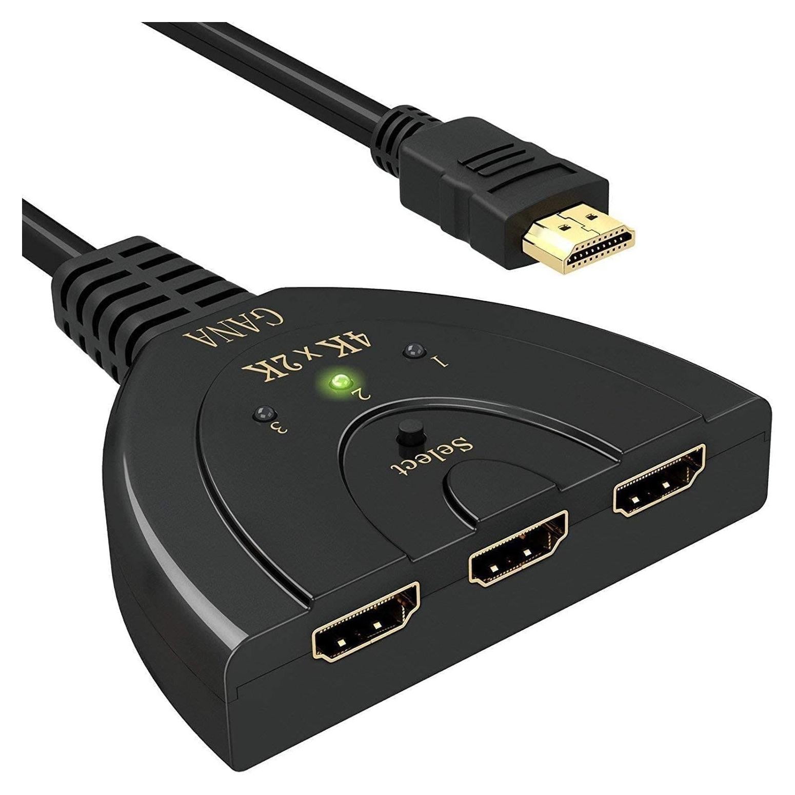 Interruptor HDMI 3 en 1 GANA 4K Full HD 30Hz con Cable 0.55m