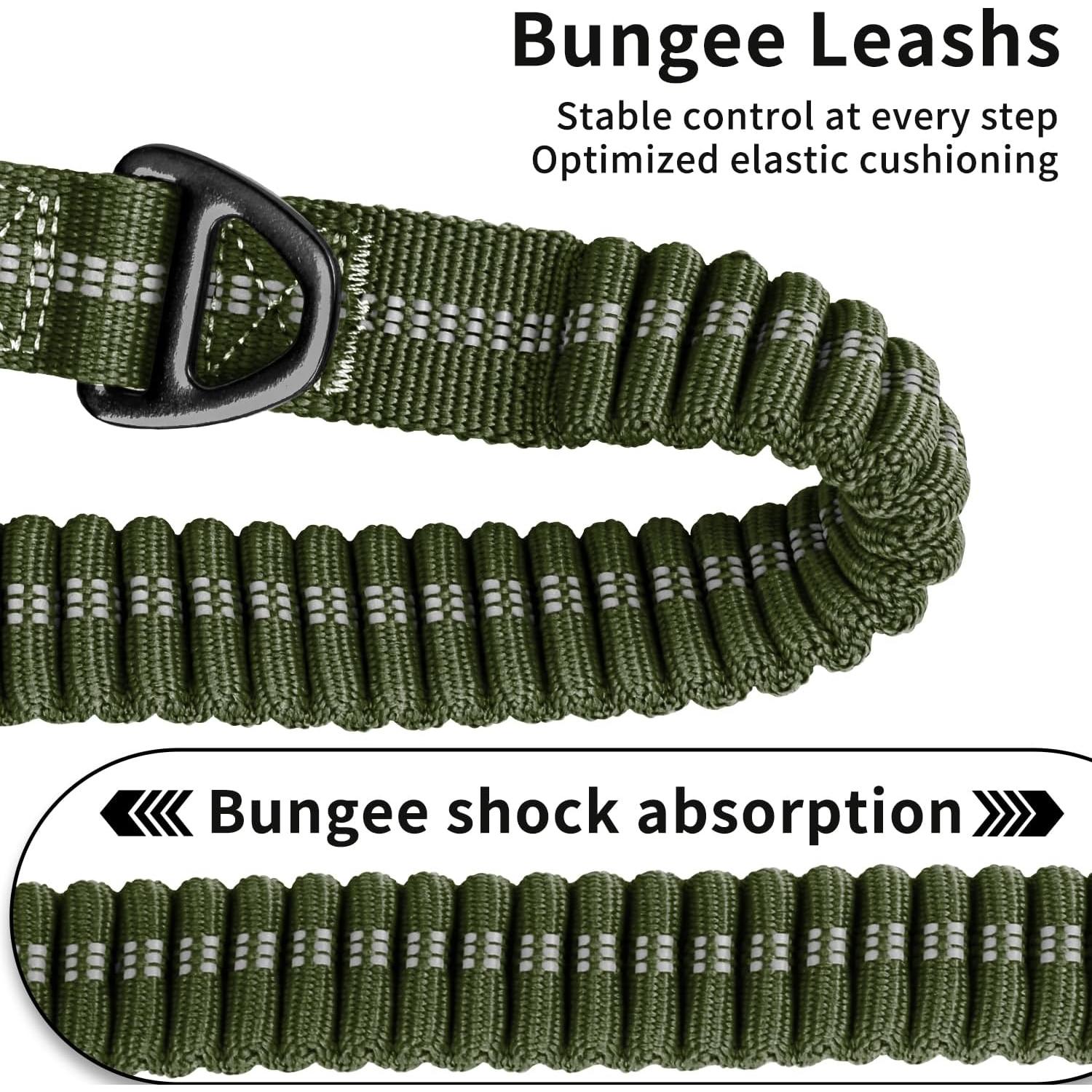 Correa de Perro Táctica Bungee AIRUIDOG 4-6FT Verde Militar