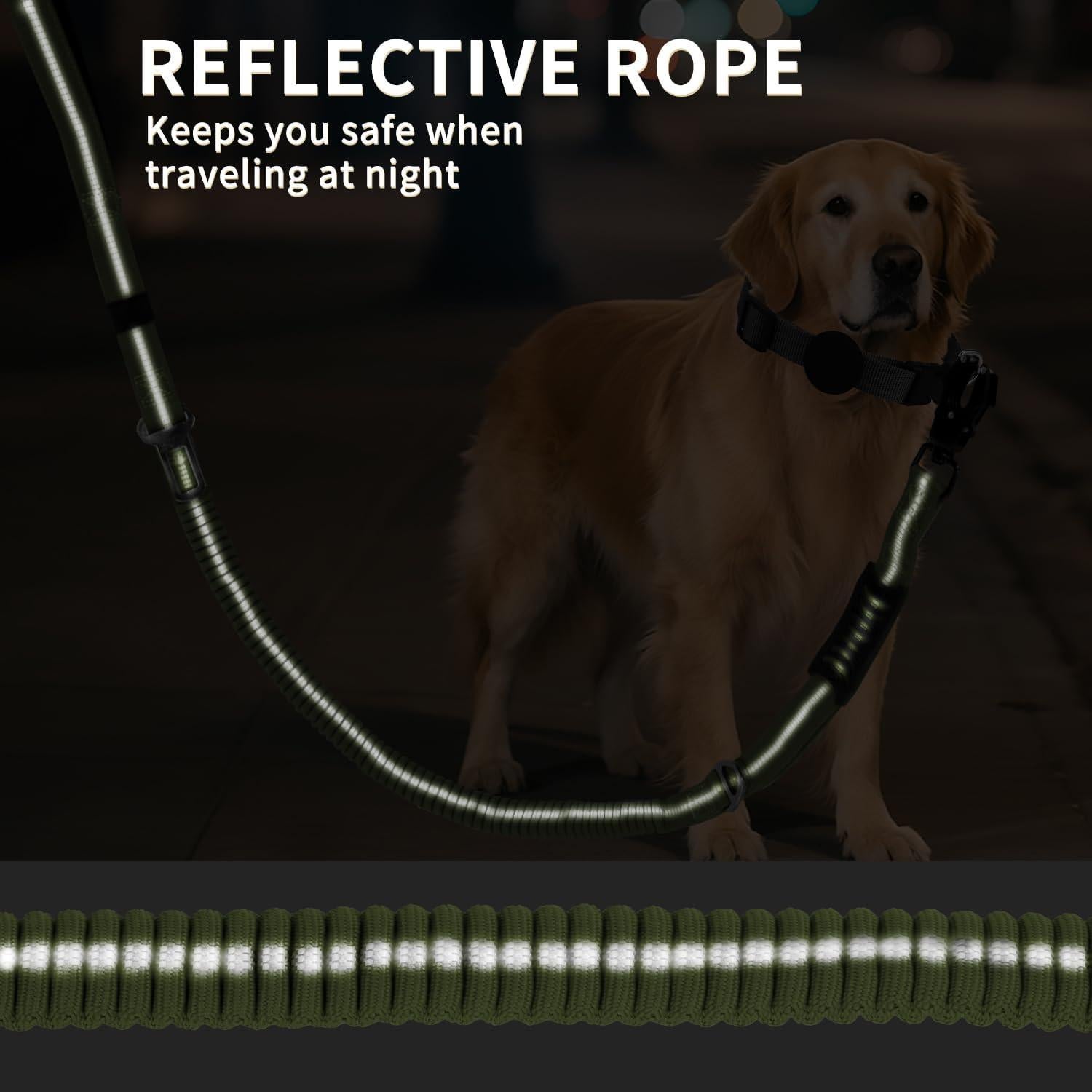 Correa de Perro Táctica Bungee AIRUIDOG 4-6FT Verde Militar