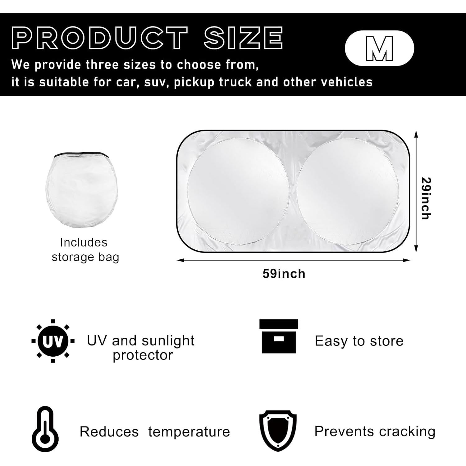 Protector Solar Plegable para Parabrisas Auto Povtii 73.66x149.86cm