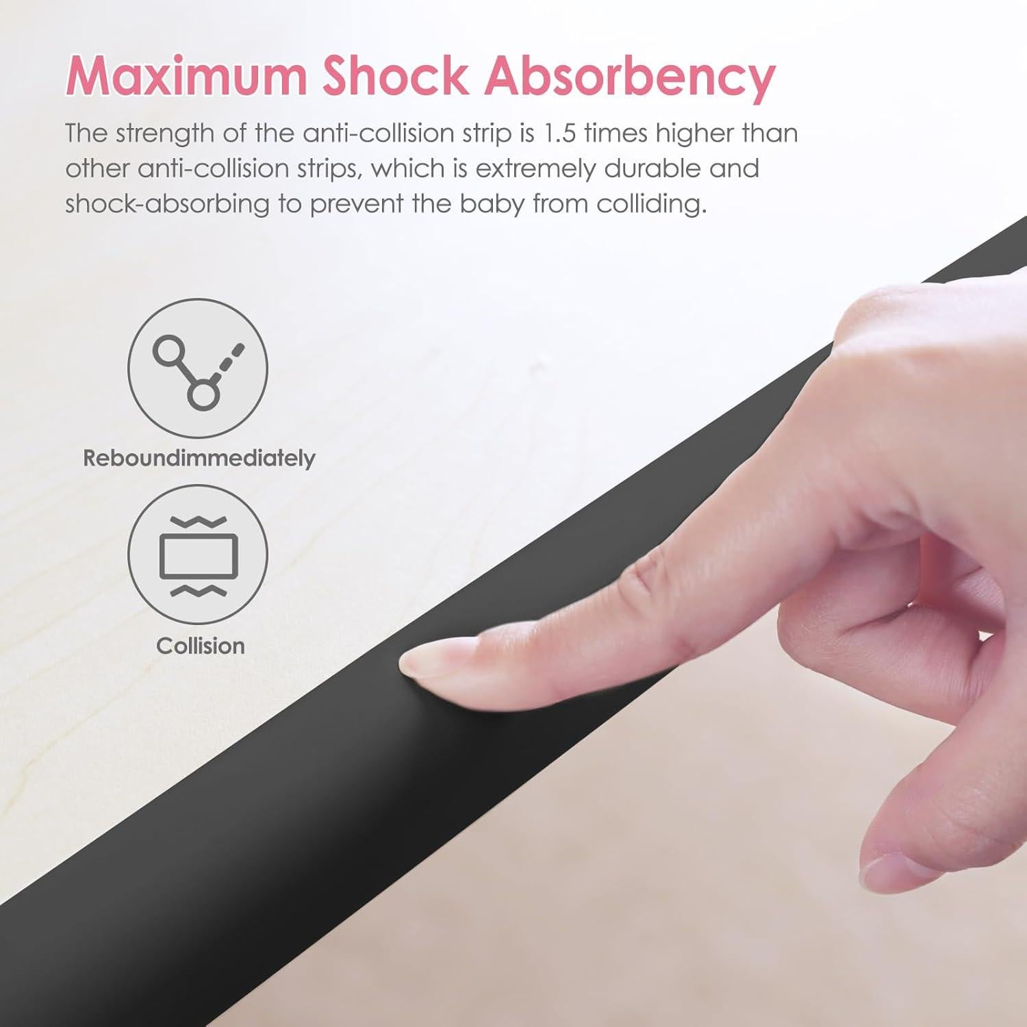 Protectores de Esquinas y Bordes para Bebés Kerätä, 5.03m + 8 Esquinas, Goma Suave, Negro