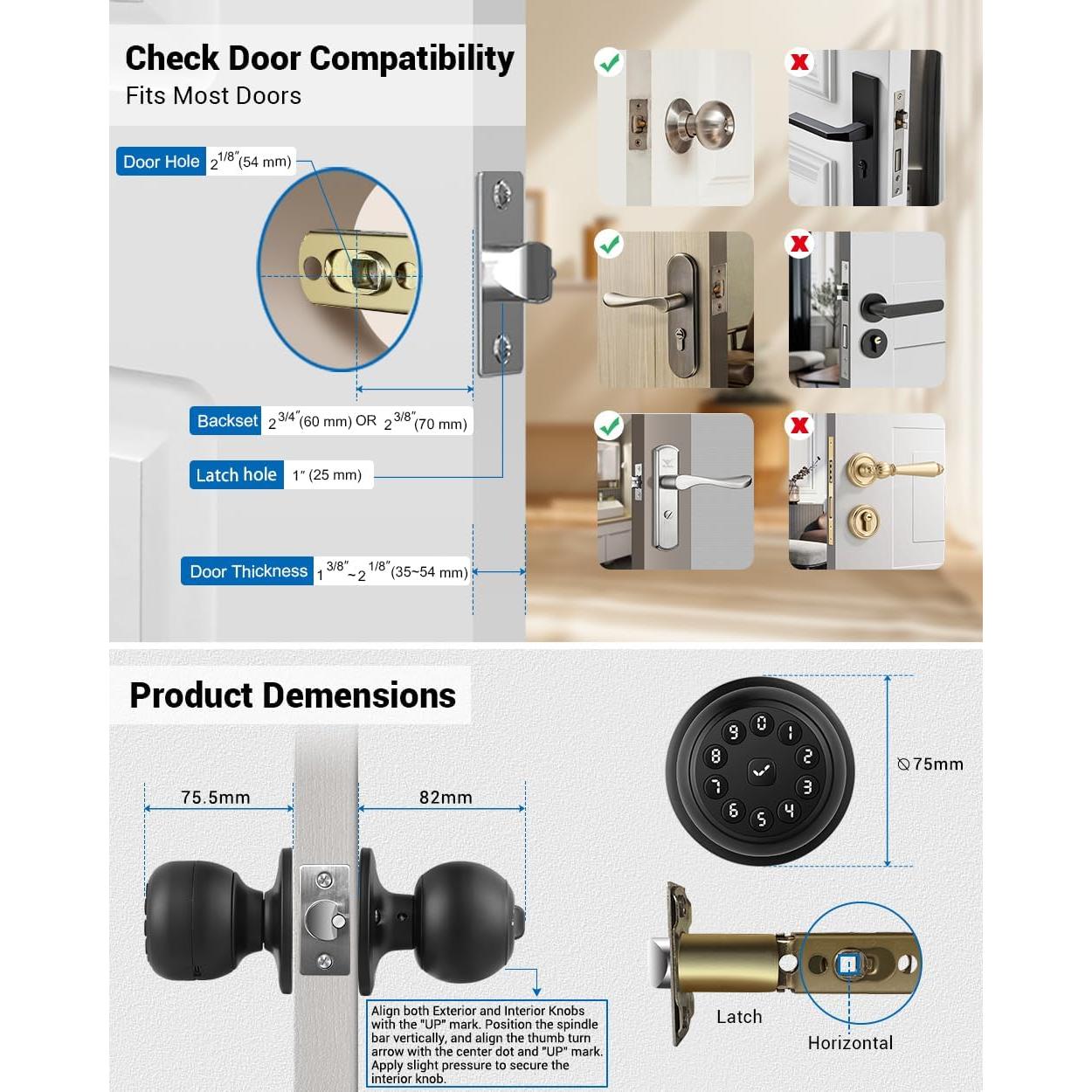 Cerradura Inteligente WREO K10mini con Teclado y Manija - Negra