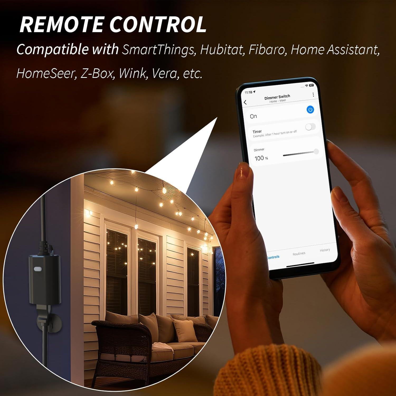 Enchufe Dimmer Inteligente Exterior Minoston MP22ZD 400W Z-Wave