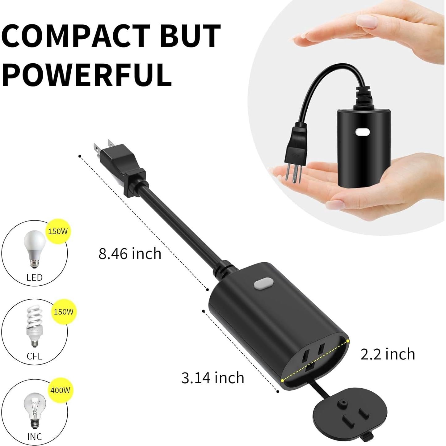 Enchufe Dimmer Inteligente Exterior Minoston MP22ZD 400W Z-Wave