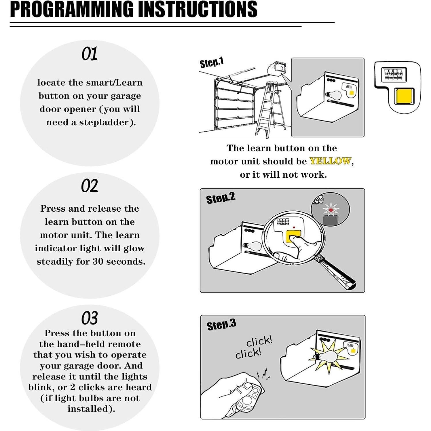 Control Remoto para Puerta de Garaje LAWOHO Amarillo 1 Botón