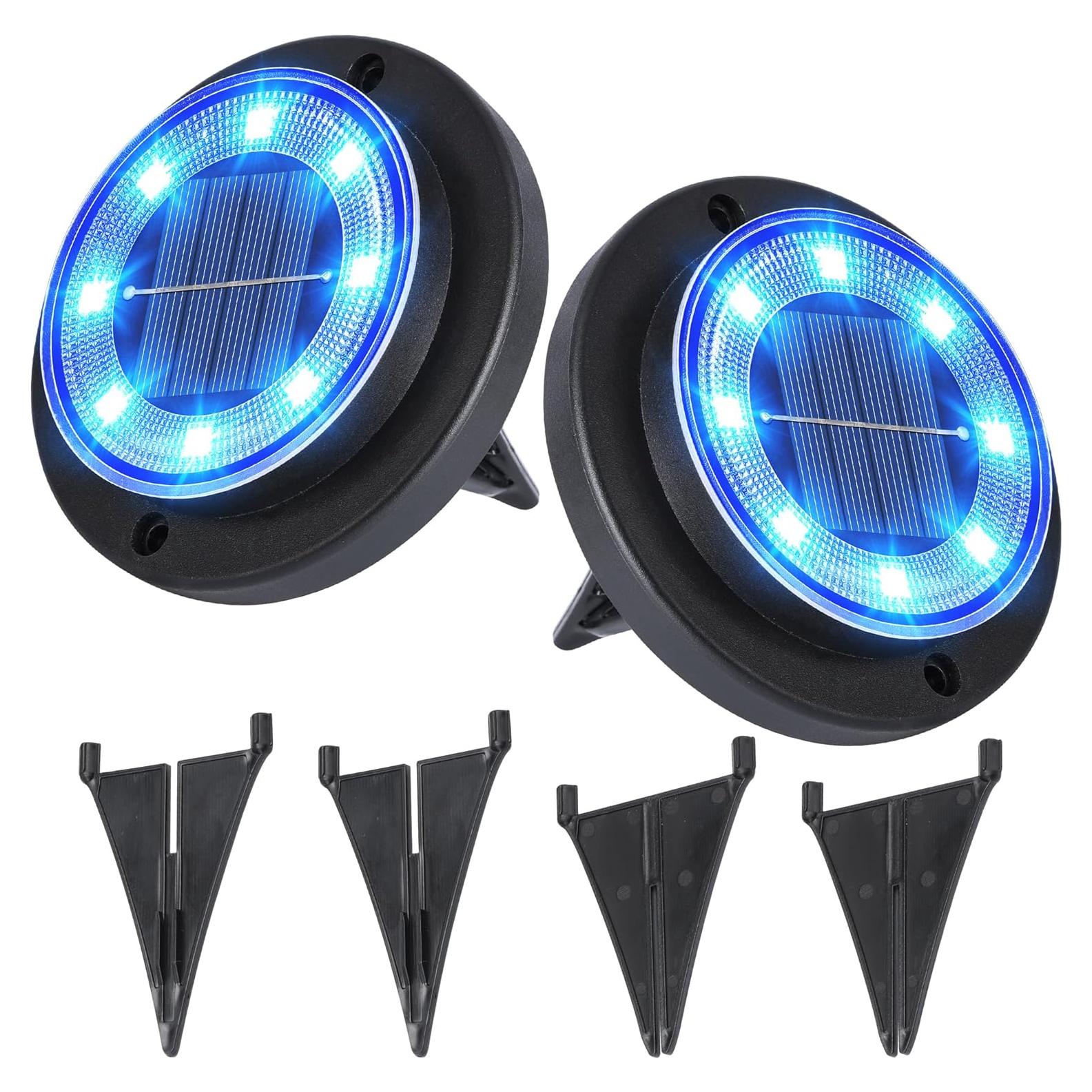 Luces Solares de Suelo Flacchi - 2 Paquete Azul Impermeable