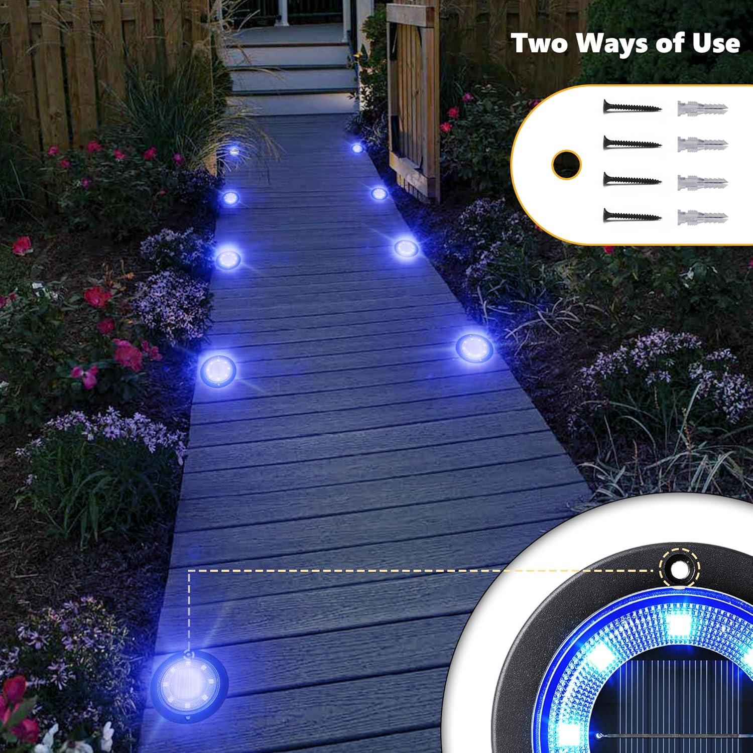 Luces Solares de Suelo Flacchi - 2 Paquete Azul Impermeable