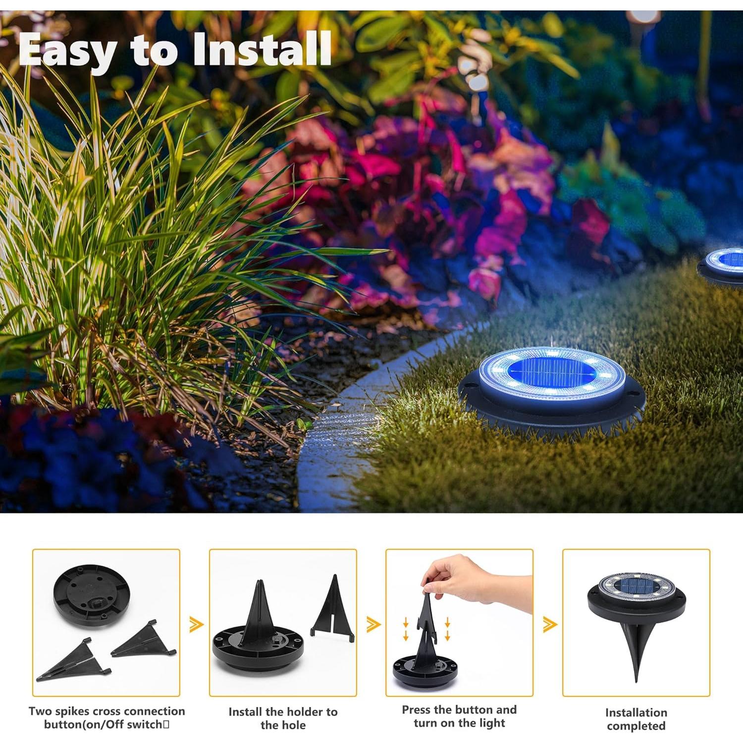 Luces Solares de Suelo Flacchi - 2 Paquete Azul Impermeable