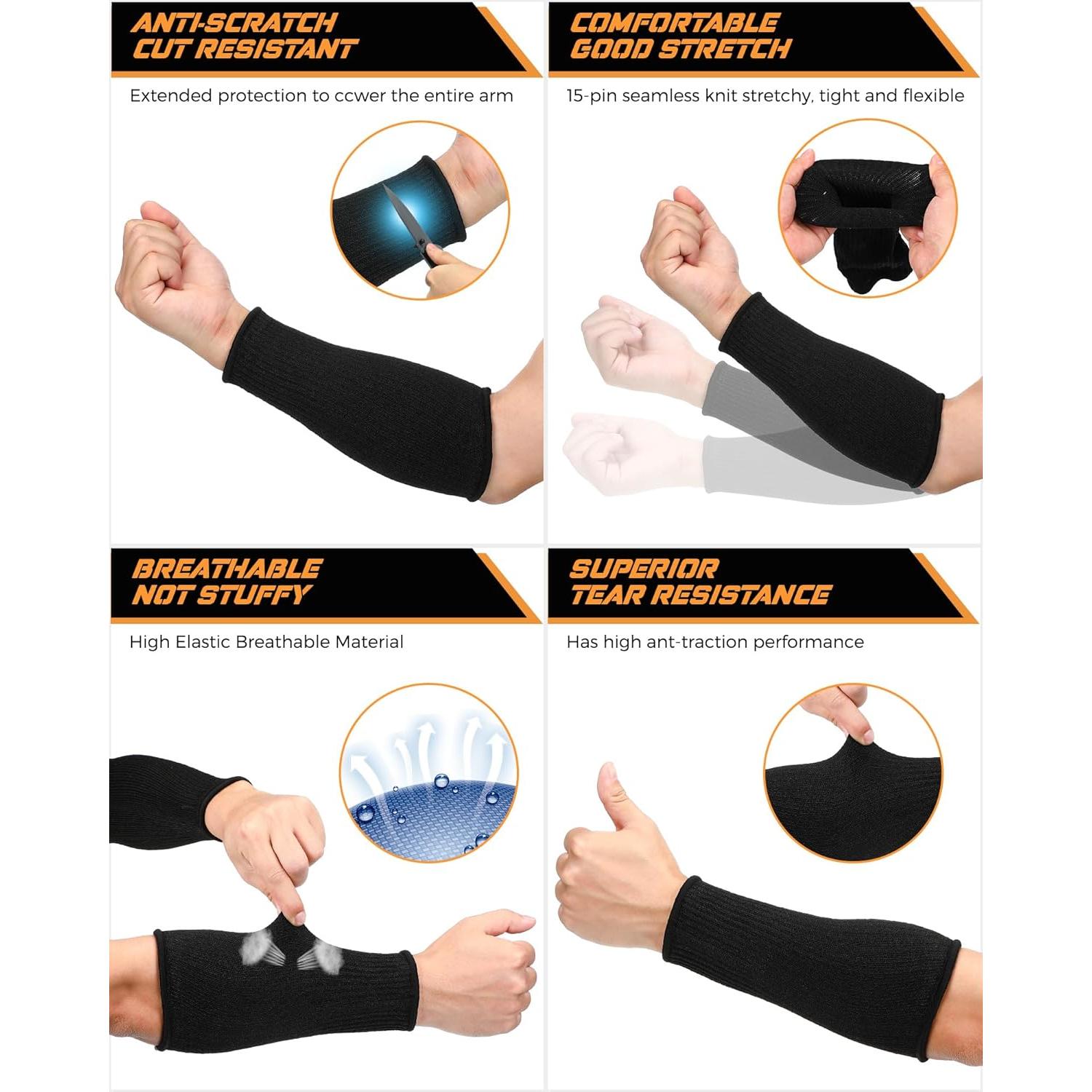 Mangas Resistentes al Corte Geyoga Nivel 5 Protección Brazo Negro