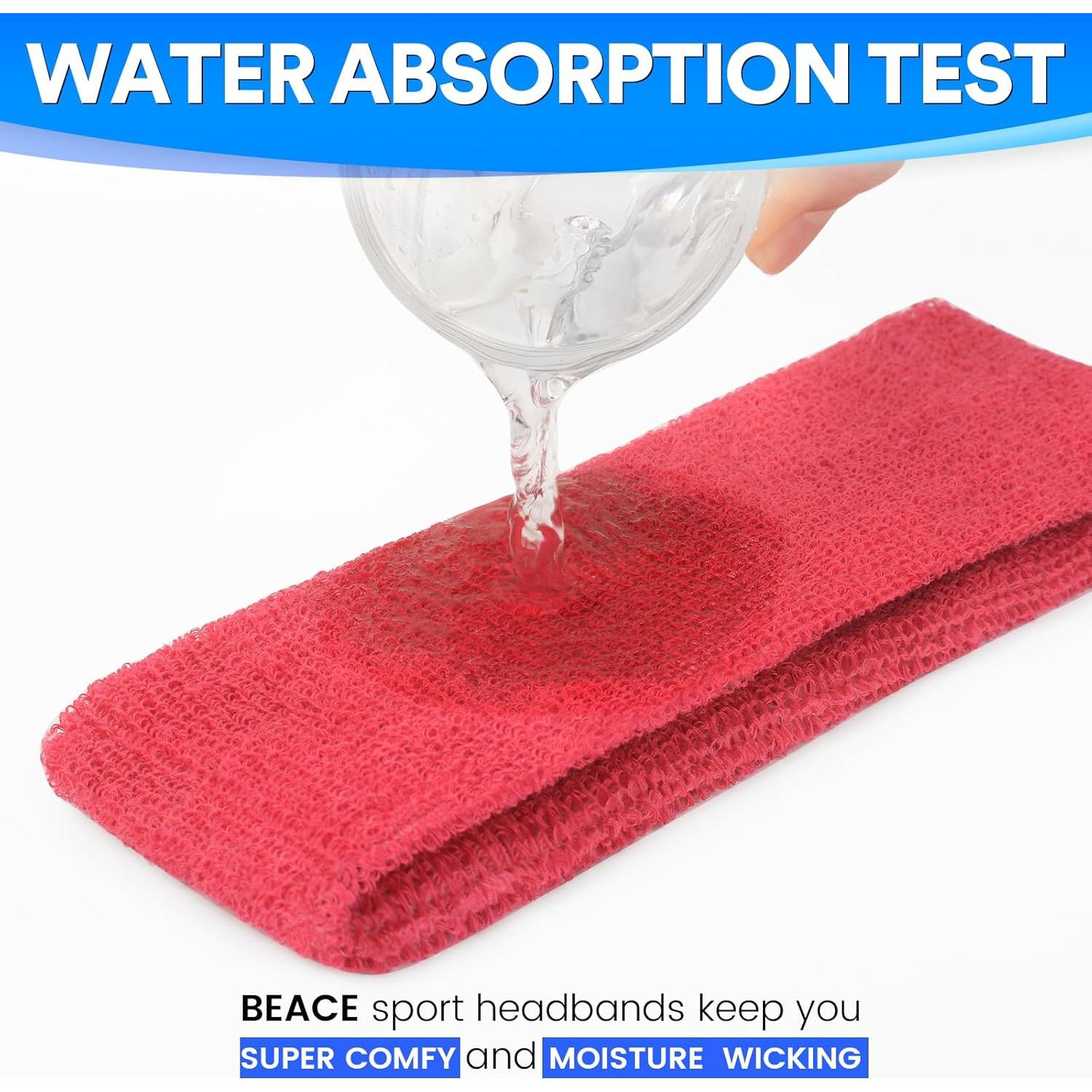 Banda de Sudor BEACE 3PCS Algodón para Deportes - Ajustable