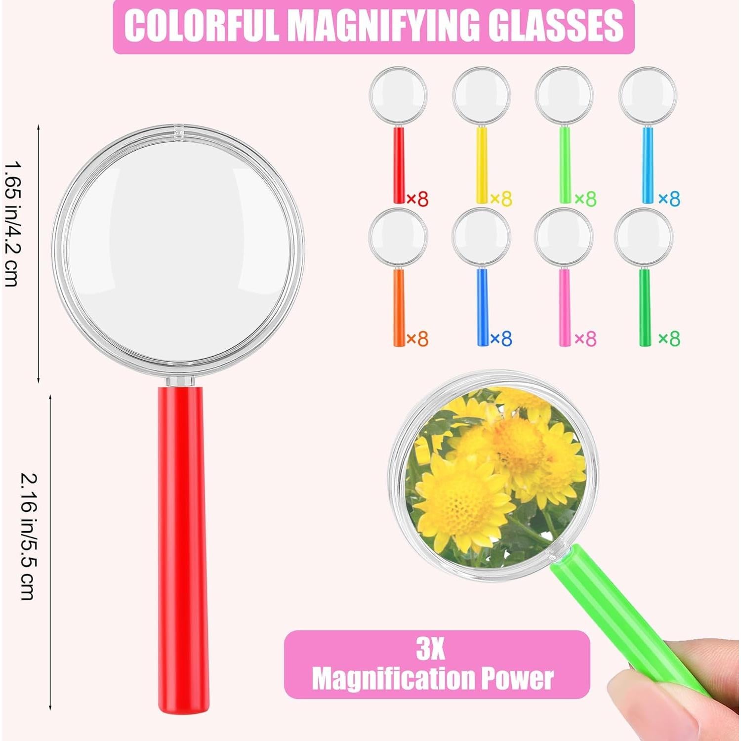 Lupas de Aumento Coloridas Elcoho 16 Piezas 3x para Niños