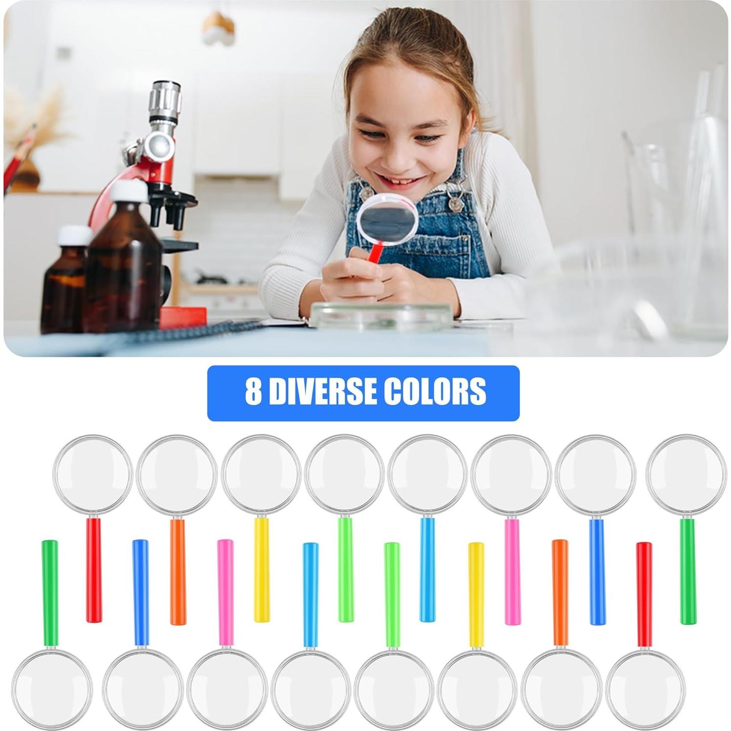 Lupas de Aumento Coloridas Elcoho 16 Piezas 3x para Niños