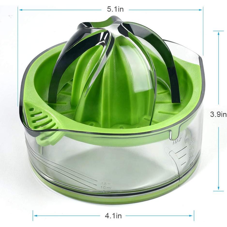 Exprimidor Manual Kasmoire 200ML Verde con Colador y Taza Medidora