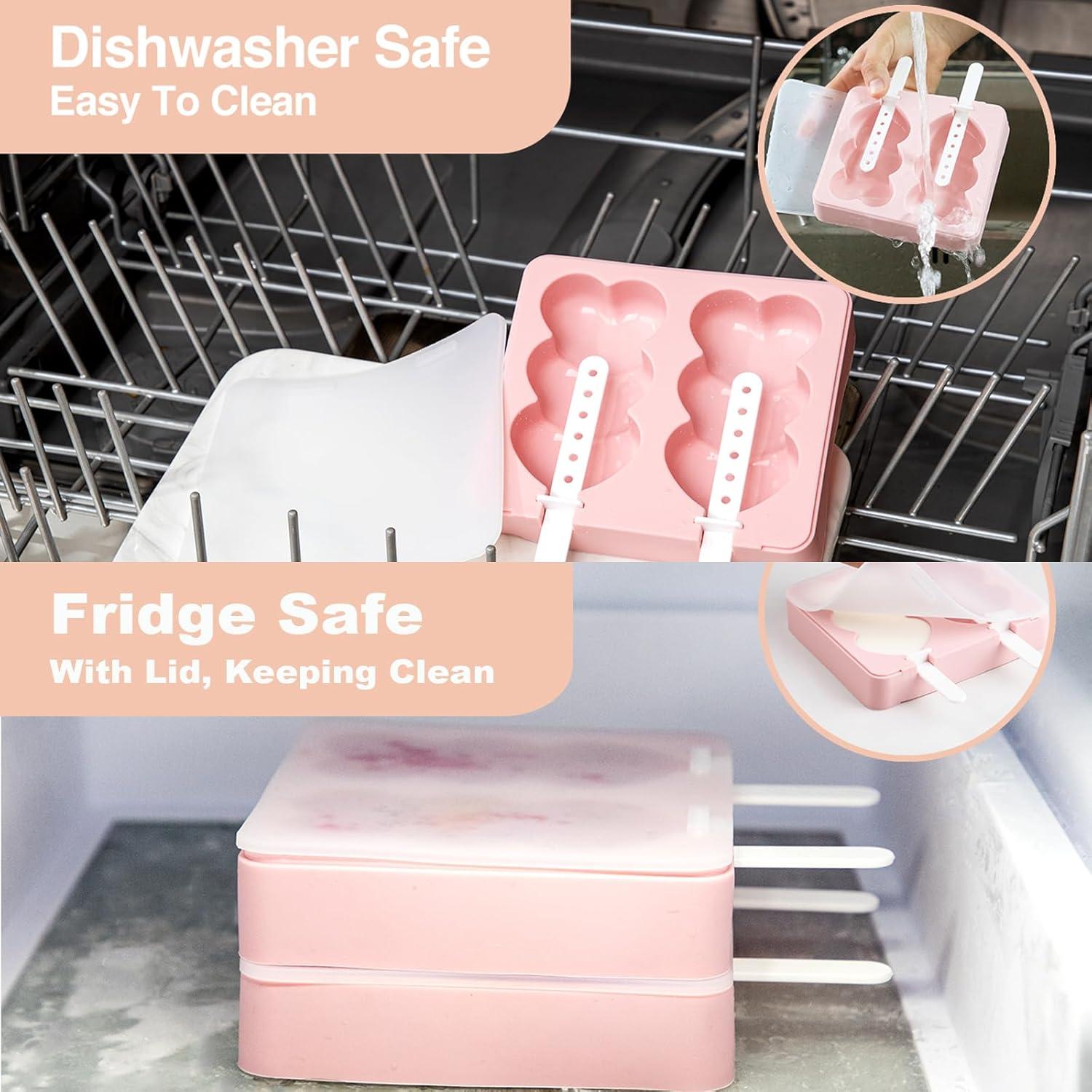 Moldes de Paletas de Silicona CUISITOOL Rosa - 4 Piezas Reutilizables