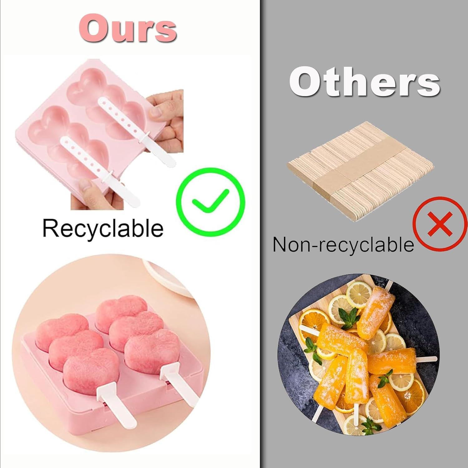 Moldes de Paletas de Silicona CUISITOOL Rosa - 4 Piezas Reutilizables