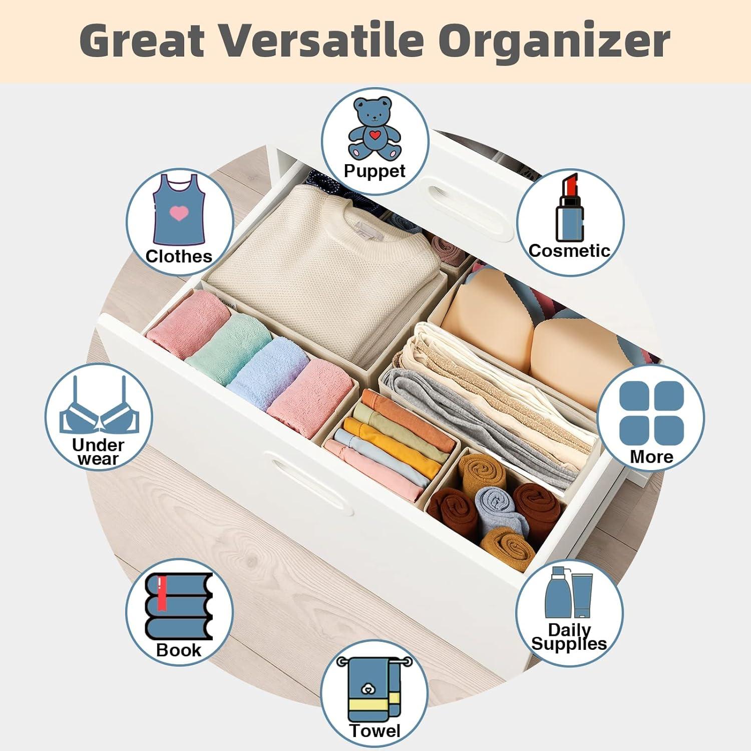 Organizador de Cajones Criusia 8 Piezas Beige Tela Plegable