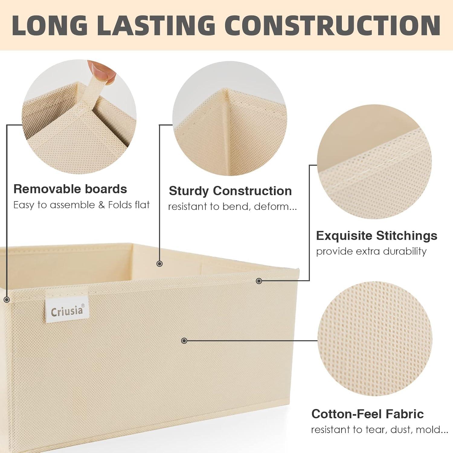 Organizador de Cajones Criusia 8 Piezas Beige Tela Plegable