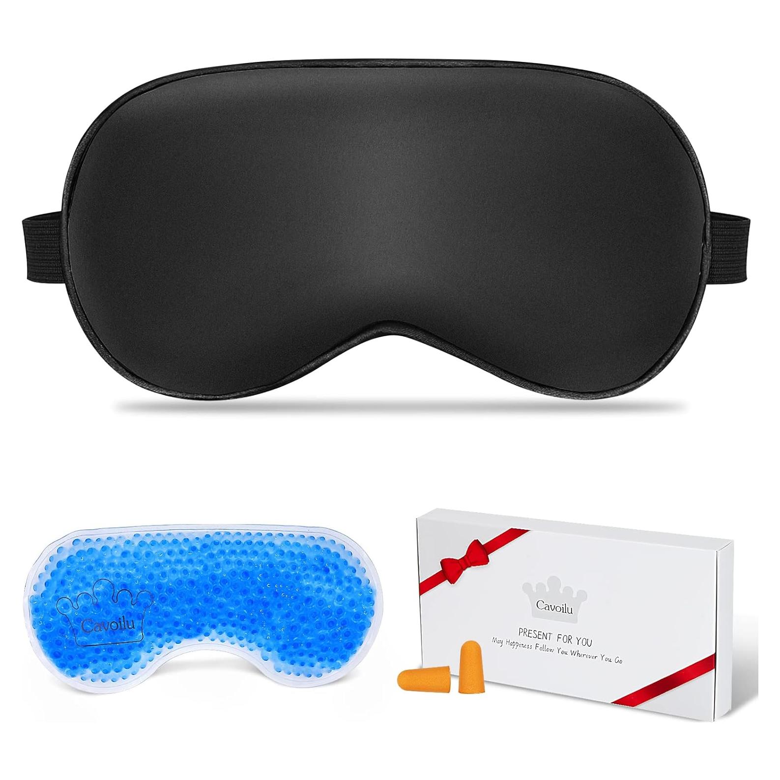 Máscara de Sueño de Seda Cavoilu con Gel Refrescante 2 en 1