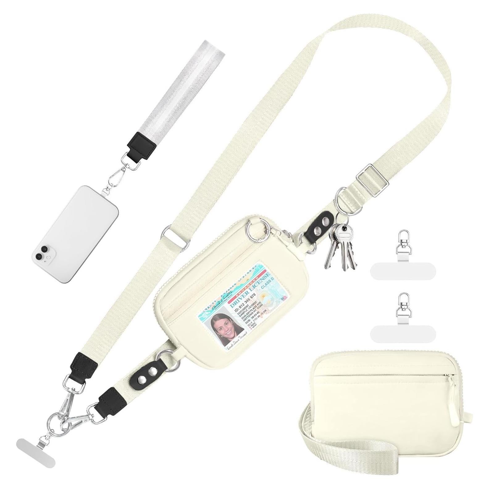 Correa Cruzada para Teléfono Tiostep con Cartera RFID Beige