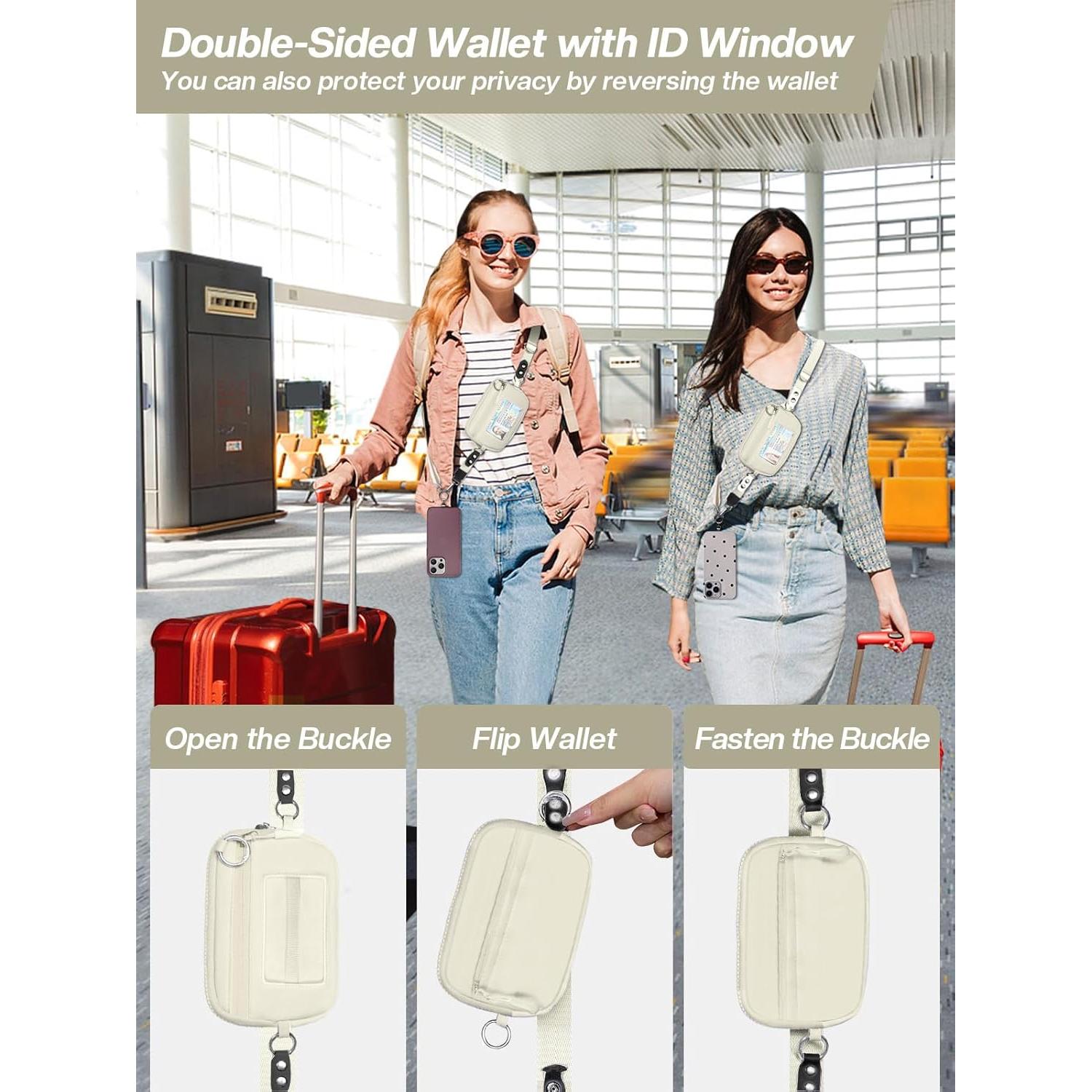 Correa Cruzada para Teléfono Tiostep con Cartera RFID Beige