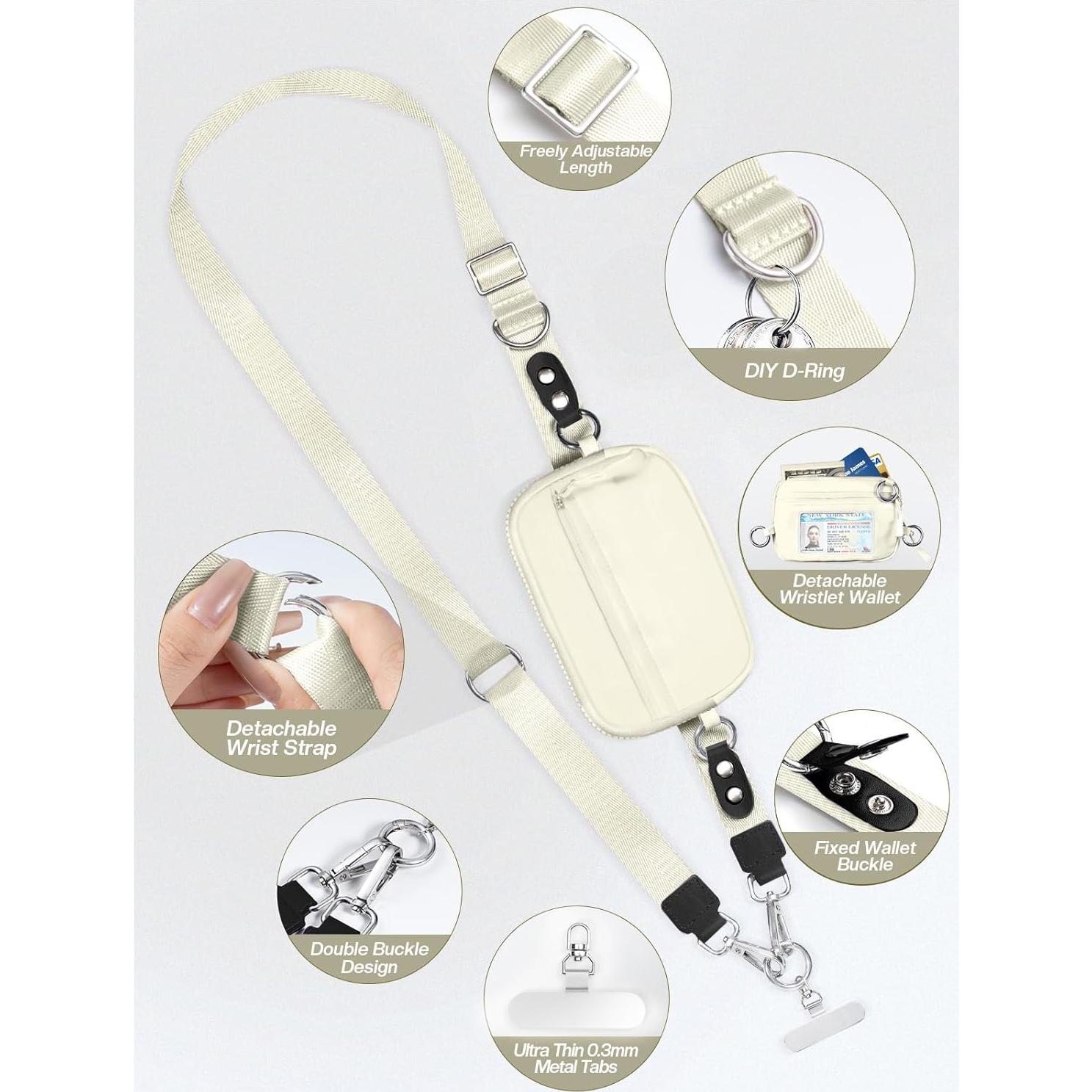 Correa Cruzada para Teléfono Tiostep con Cartera RFID Beige