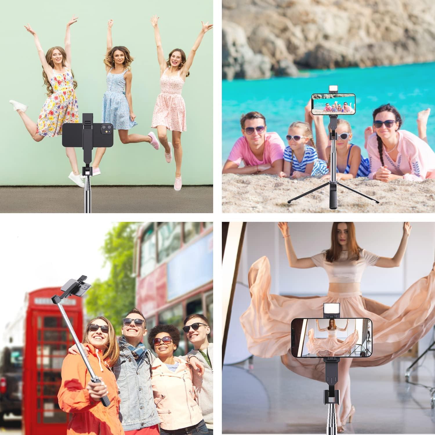 Palo de Selfie Trípode Ambertronix 40" con Luz LED y Control Remoto