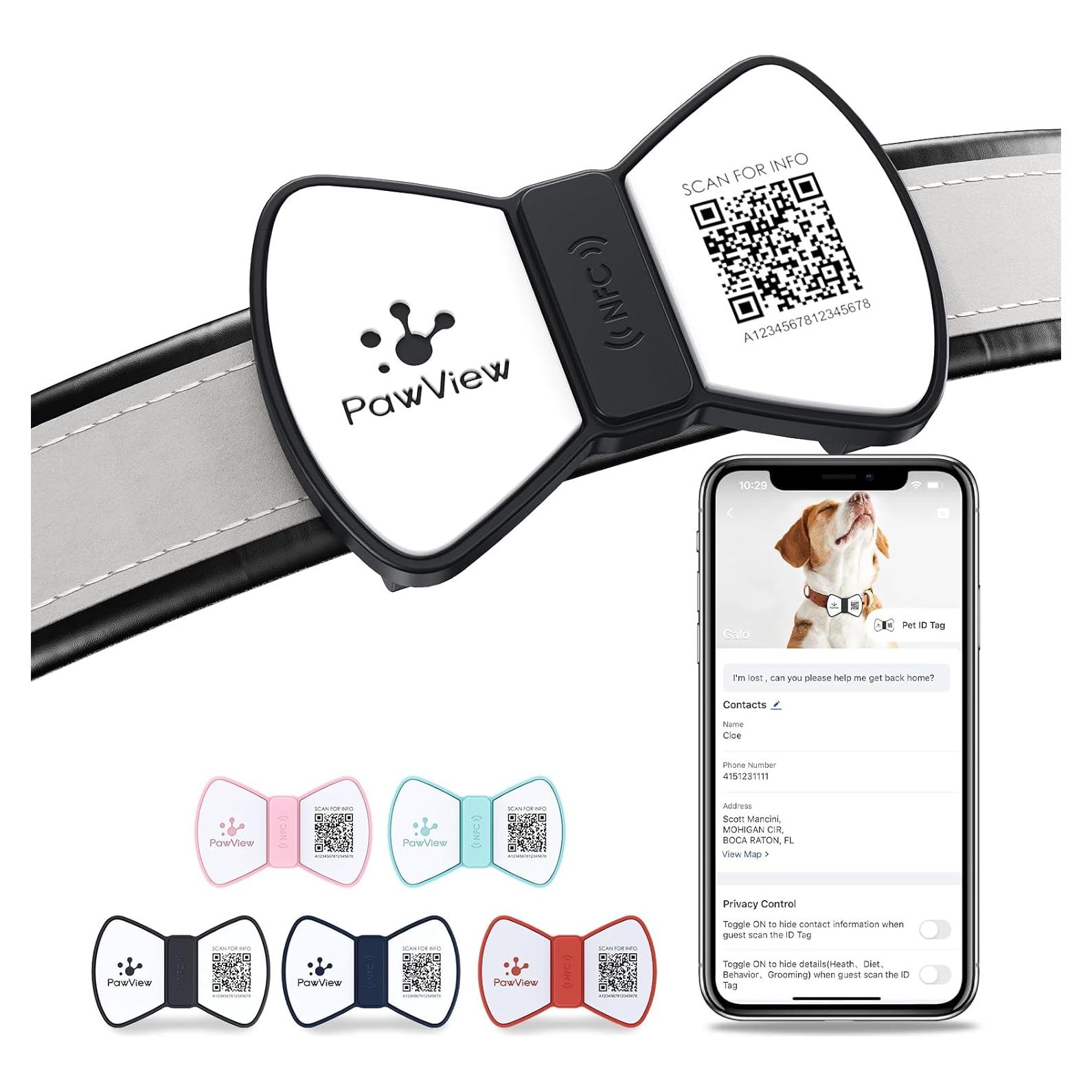 Etiqueta Antipérdida para Mascotas PawView con Código QR Negro