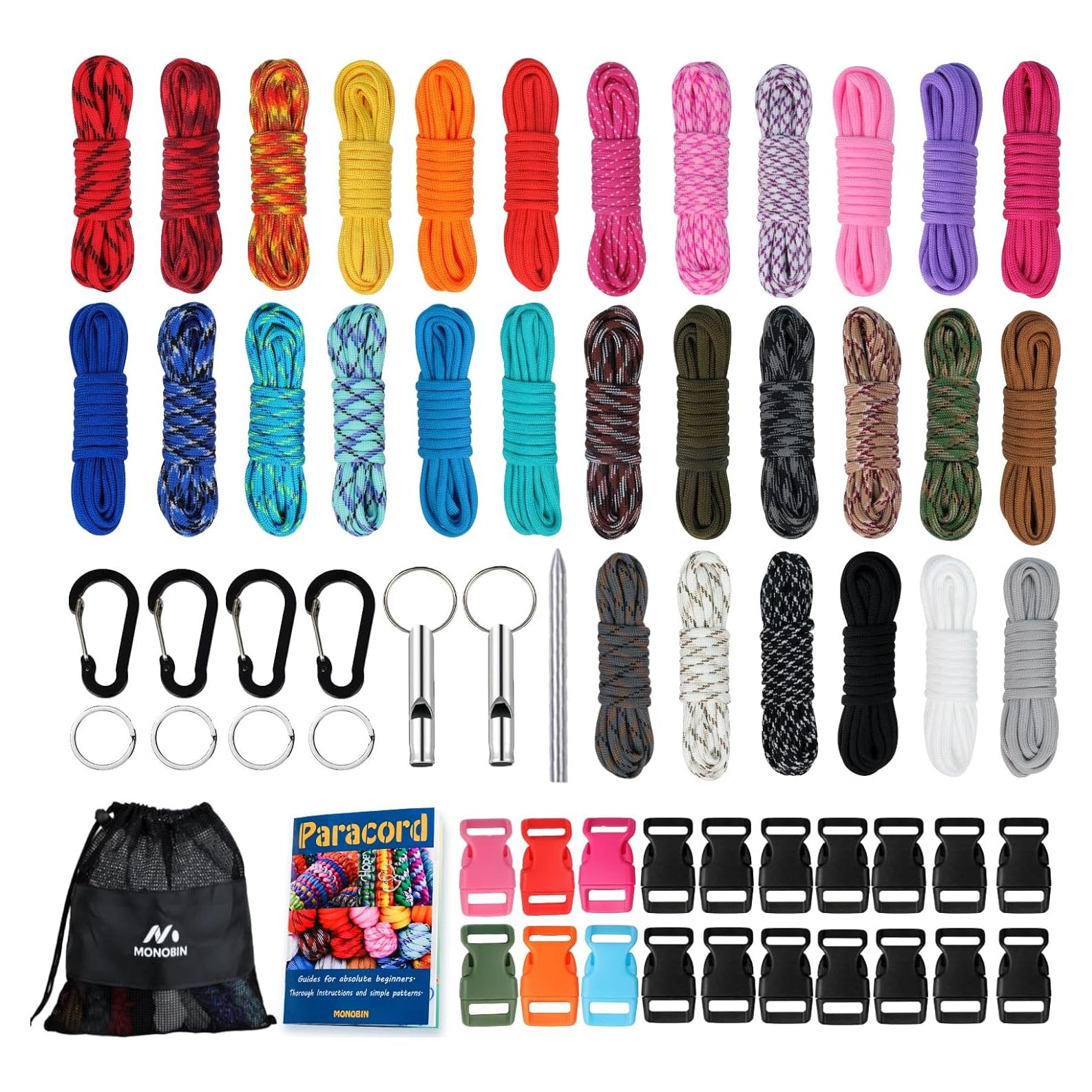 Kit de Paracord MONOBIN 30 Colores 3.05m - Manualidades y Supervivencia