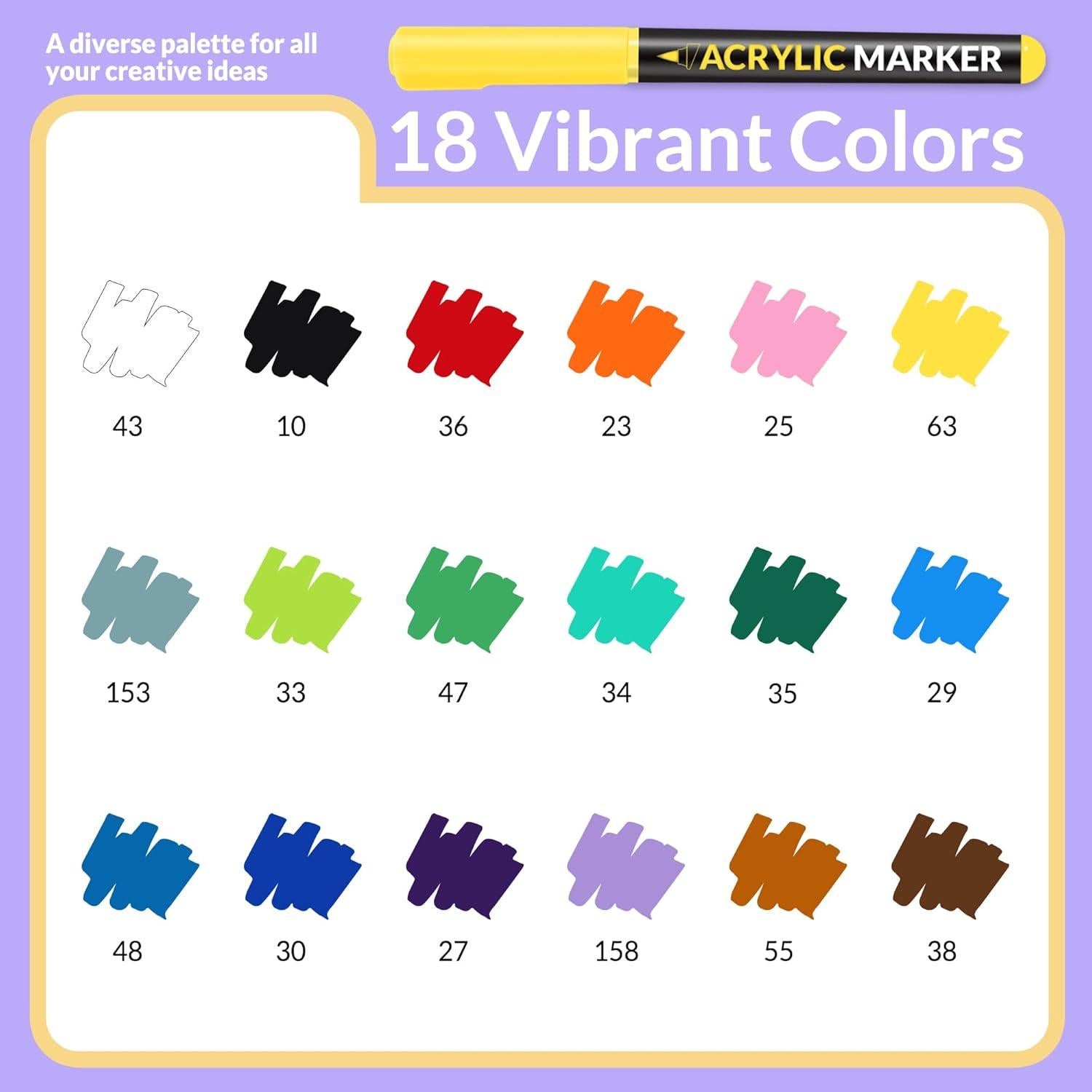 Marcadores de Pintura Acrílica SUNEE 18 Colores Punta de Pincel