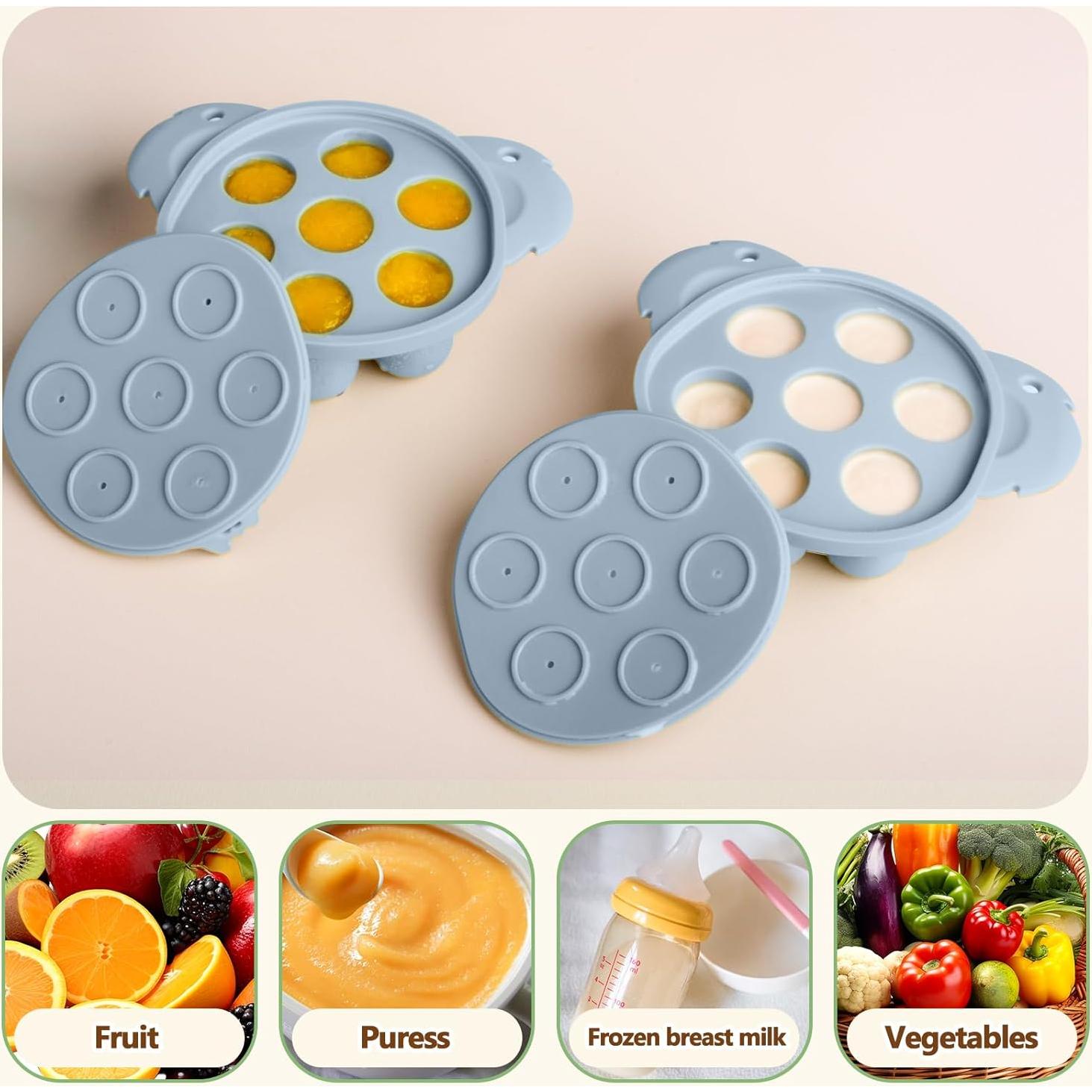 Alimentador de Silicona para Bebés + Mordedor 6M+ Azul