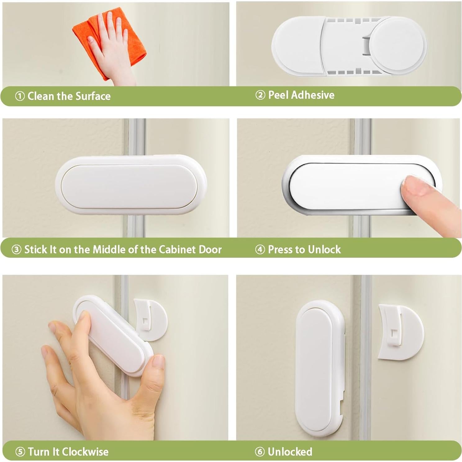 Cerraduras de Gabinete Fursafe&Q a Prueba de Bebés 12Pack