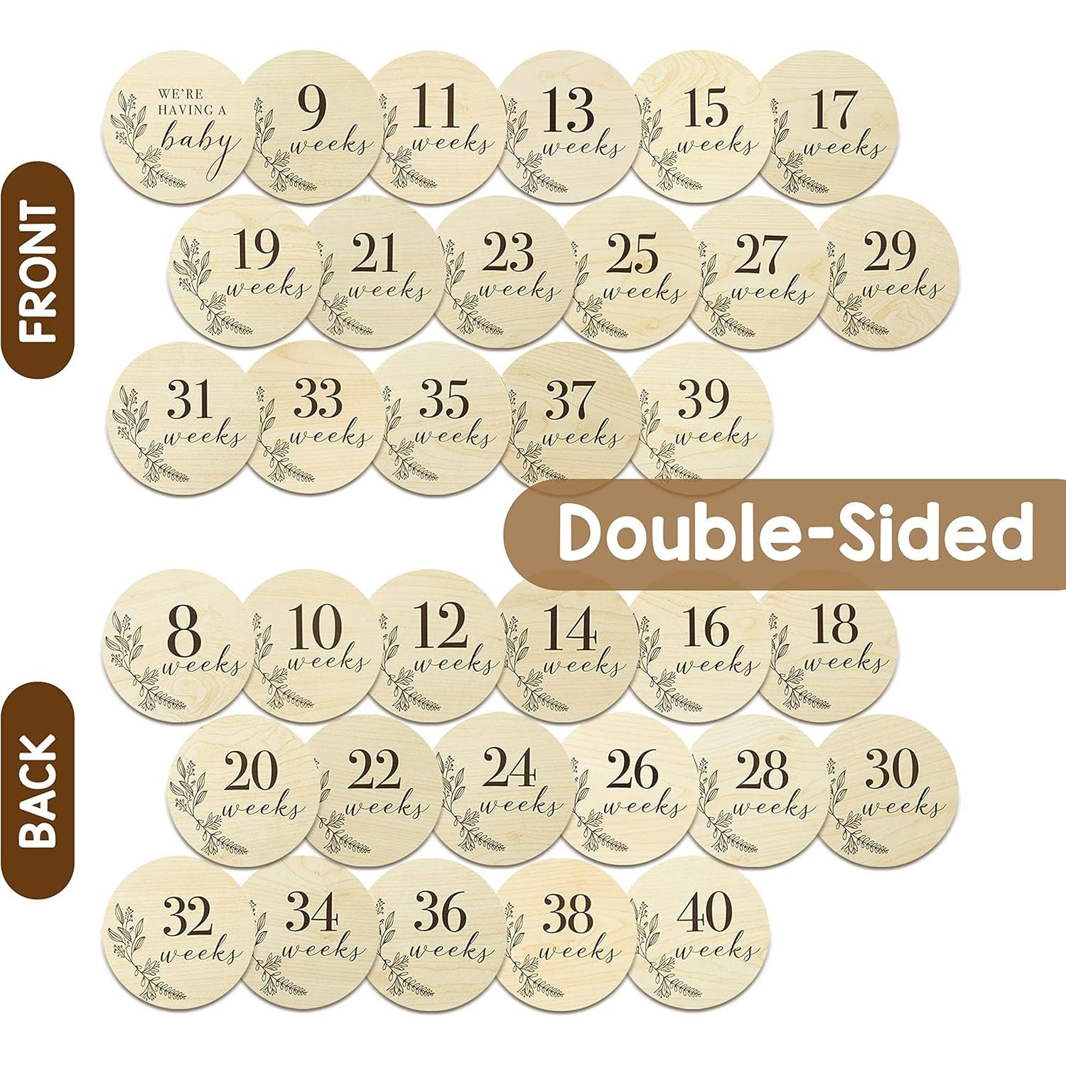 Discos de Hitos de Embarazo EnjoyMyDesign - 17 Tarjetas de Madera