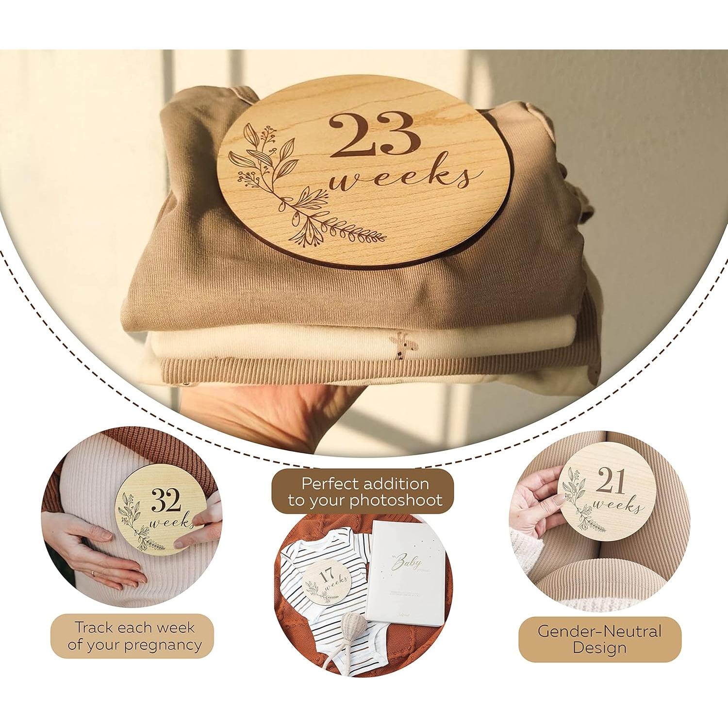 Discos de Hitos de Embarazo EnjoyMyDesign - 17 Tarjetas de Madera