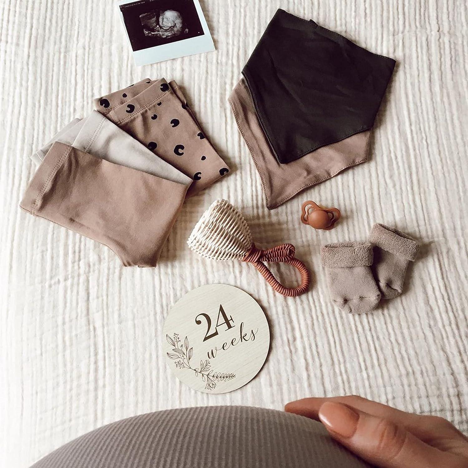 Discos de Hitos de Embarazo EnjoyMyDesign - 17 Tarjetas de Madera